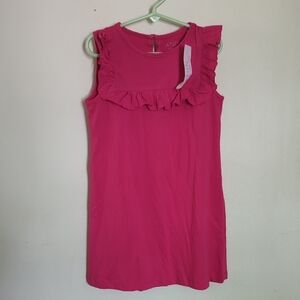 New with Tags ATUN Pink Sleeveless Cotton Ruffle Dress Girls Size 7-8 years